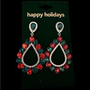Teardrop Earrings - Red and Green